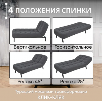 Кушетка Абри Графит в Качканаре - kachkanar.mebel-e96.ru