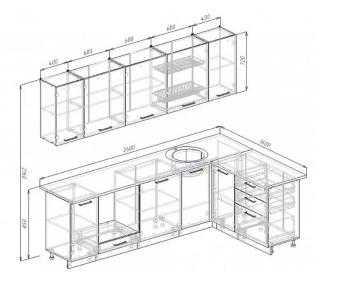 Угловой кухонный гарнитур Изумруд 2600х1600 мм в Качканаре - kachkanar.mebel-e96.ru