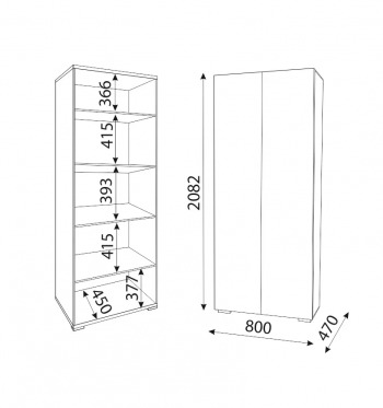 Шкаф 800 мм Осло (ручка торцевая) полки (Риннер) в Качканаре - kachkanar.mebel-e96.ru