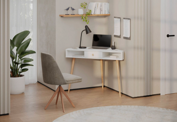 Стол письменный угловой, арт.6-01104, белый(ГК) в Качканаре - kachkanar.mebel-e96.ru