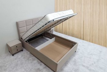 Кровать с подъемным механизмом Мега беж (Лин) в Качканаре - kachkanar.mebel-e96.ru