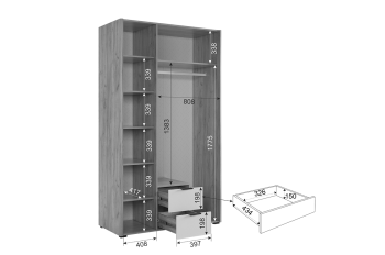 Шкаф 1260 мм с зеркалом Адам белое дерево (Мебельсон) в Качканаре - kachkanar.mebel-e96.ru