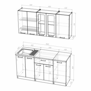 Кухонный гарнитур Алина стандарт 1600 мм (Герда) в Качканаре - kachkanar.mebel-e96.ru