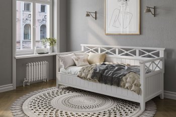 Кровать из массива Амелия белый античный (БМ) в Качканаре - kachkanar.mebel-e96.ru