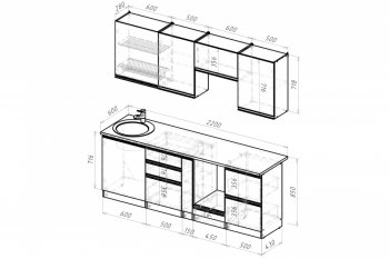 Кухонный гарнитур Амели компакт 2200 мм (Герда) в Качканаре - kachkanar.mebel-e96.ru