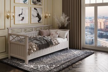 Кровать из массива Амелия льняной (БМ) в Качканаре - kachkanar.mebel-e96.ru