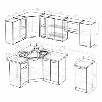 Кухонный гарнитур Арина оптима 1300х2500 мм (Герда) в Качканаре - kachkanar.mebel-e96.ru