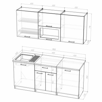 Кухонный гарнитур Арина макси 1800 мм  (Герда) в Качканаре - kachkanar.mebel-e96.ru