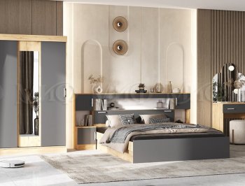 Спальный гарнитур Бася крафт/графит (Миф) в Качканаре - kachkanar.mebel-e96.ru