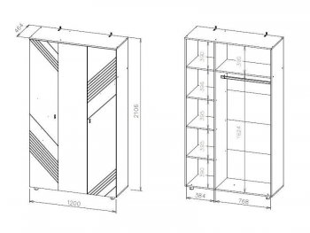 Шкаф 1200 мм трехстворчатый Байкал (СВ) в Качканаре - kachkanar.mebel-e96.ru