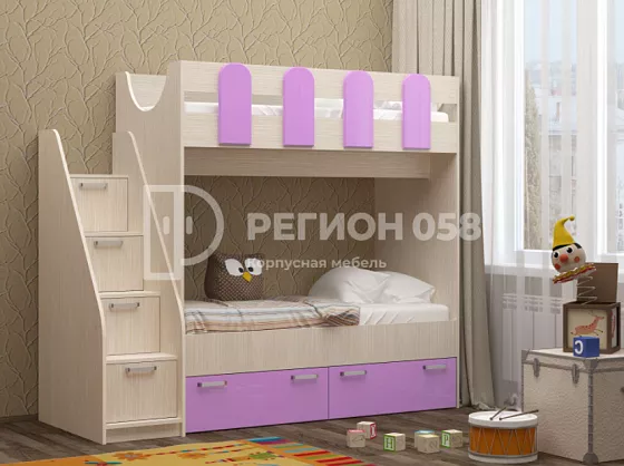 Двухъярусная кровать Бемби-11 МДФ (Регион) в Качканаре - kachkanar.mebel-e96.ru