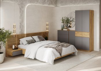 Спальный гарнитур Бостон Лайт серый (Стиль) в Качканаре - kachkanar.mebel-e96.ru