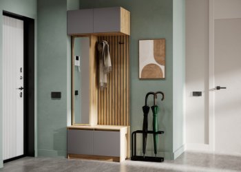 Прихожая Бостон Лайт комп.1 серый шифер (Стиль) в Качканаре - kachkanar.mebel-e96.ru