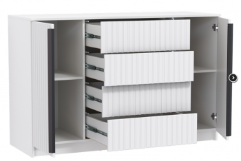 Комод 67.11 Брандо МДФ New белый (Олмеко) в Качканаре - kachkanar.mebel-e96.ru