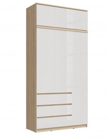 Шкаф 1200 мм Челси с антресолью, сонома/белый (Миф) в Качканаре - kachkanar.mebel-e96.ru