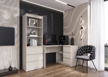 Письменный стол угловой + Стеллаж Челси кашемир (Миф) в Качканаре - kachkanar.mebel-e96.ru