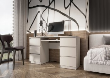 Письменный стол Челси 6 ящиков кашемир (Миф) в Качканаре - kachkanar.mebel-e96.ru