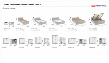 Спальный гарнитур Чикаго модульный, ателье светлый/белый (Имп) в Качканаре - kachkanar.mebel-e96.ru