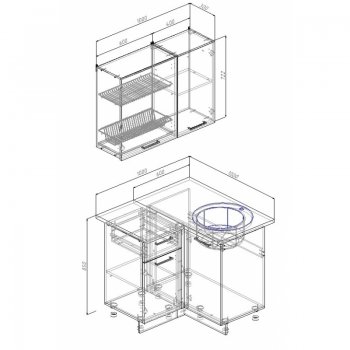 Кухонный гарнитур угловой Дели 1000*1000 (Sanvut) в Качканаре - kachkanar.mebel-e96.ru