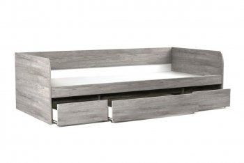 Кровать 900 с ящиками Денвер Риббек серый (СБК) в Качканаре - kachkanar.mebel-e96.ru