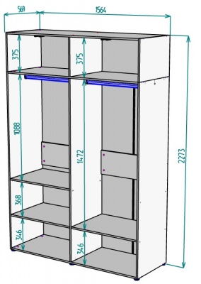 Шкаф 1564 мм Erik H313 + Антресоль HA4 (Графит) в Качканаре - kachkanar.mebel-e96.ru