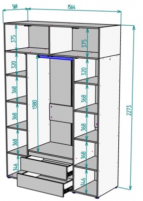 Шкаф 1564 мм Erik H328 + Антресоль HA4 (Белый) в Качканаре - kachkanar.mebel-e96.ru