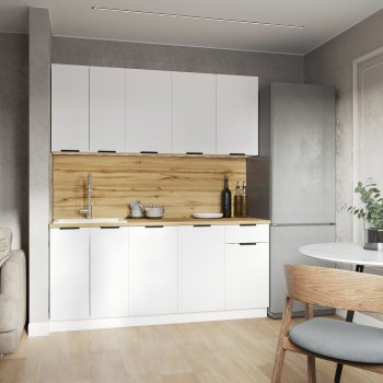 КУхонный гарнитур Эстетик 1800 мм белый (Сурская) в Качканаре - kachkanar.mebel-e96.ru