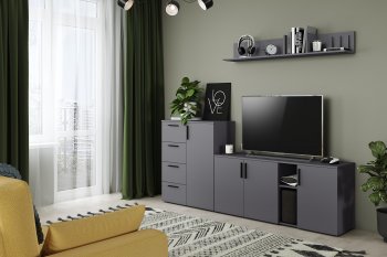 Стенка Эйр модульная, графит (Моби) в Качканаре - kachkanar.mebel-e96.ru
