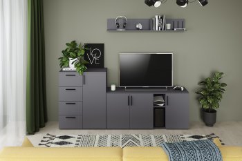 Стенка Эйр комп.1, графит (Моби) в Качканаре - kachkanar.mebel-e96.ru