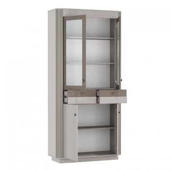 Шкаф витрина 34.05 Фантазия кашемир (Олмеко) в Качканаре - kachkanar.mebel-e96.ru