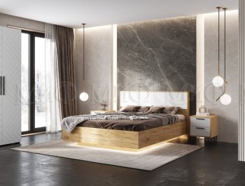 Кровать парящая Флэш крафт/белый (Миф) в Качканаре - kachkanar.mebel-e96.ru