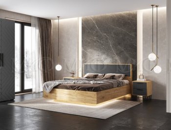 Кровать парящая Флэш крафт/графит(Миф) в Качканаре - kachkanar.mebel-e96.ru