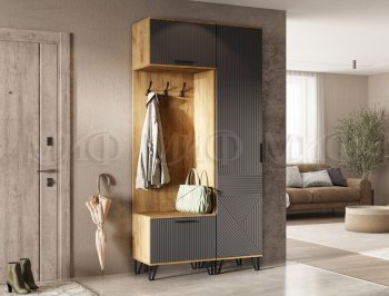 Прихожая Флэш комп. 3, крафт/графит (Миф) в Качканаре - kachkanar.mebel-e96.ru