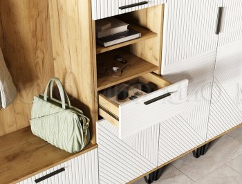 Прихожая Флэш модульная, крафт/белый (Миф) в Качканаре - kachkanar.mebel-e96.ru