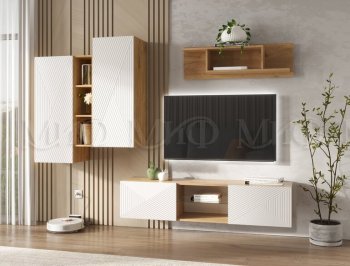 Стенка Флэш крафт/белый (Миф) в Качканаре - kachkanar.mebel-e96.ru