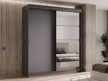 Шкаф-купе 2000 мм Гранд-1 ЛДСП/Зеркало, графит (Эра) в Качканаре - kachkanar.mebel-e96.ru