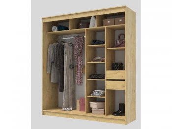 Шкаф-купе 2000 мм Гранд-1 ЛДСП/Зеркало, дуб вотан (Эра) в Качканаре - kachkanar.mebel-e96.ru