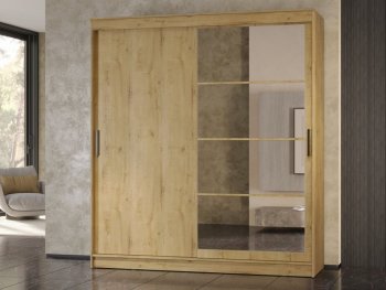 Шкаф-купе 2000 мм Гранд-1 ЛДСП/Зеркало, дуб вотан (Эра) в Качканаре - kachkanar.mebel-e96.ru