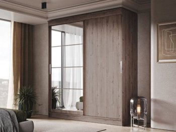 Шкаф-купе 2000 мм Гранд-1 ЛДСП/Зеркало, дуб горный (Эра) в Качканаре - kachkanar.mebel-e96.ru