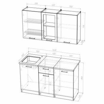 Кухонный гарнитур Инна медиум 1400 мм (Герда) в Качканаре - kachkanar.mebel-e96.ru