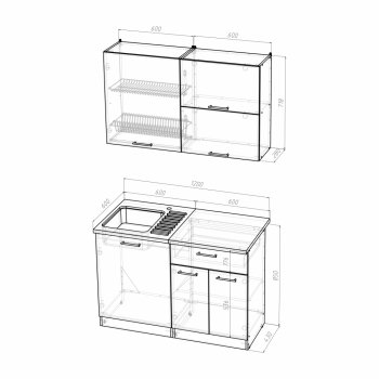 Кухонный гарнитур Инна лайт 1200 мм (Герда) в Качканаре - kachkanar.mebel-e96.ru