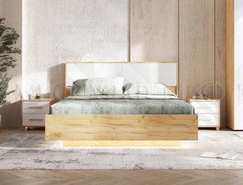 Кровать парящая Ирис крафт/белый с подсветкой (Миф) в Качканаре - kachkanar.mebel-e96.ru