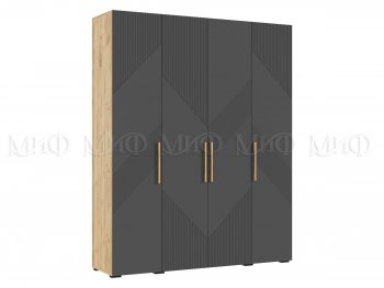 Шкаф 1800 мм Ирис с антресолью крафт/графит (Миф) в Качканаре - kachkanar.mebel-e96.ru