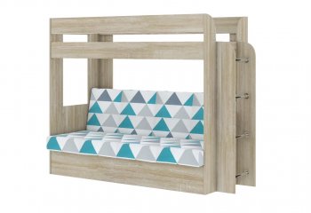 Кровать 2-х ярусная с диваном Карамель 75 сонома (NILS MINT) в Качканаре - kachkanar.mebel-e96.ru