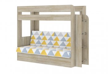 Кровать 2-х ярусная с диваном Карамель 75 сонома (Otto Yellow) в Качканаре - kachkanar.mebel-e96.ru