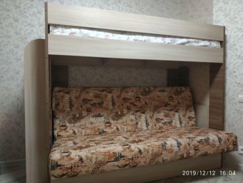 Кровать 2-х ярусная с диваном Карамель 75 (Саванна) в Качканаре - kachkanar.mebel-e96.ru
