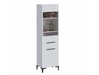 Пенал 550 мм со стеклом Кимберли белый (Handis) в Качканаре - kachkanar.mebel-e96.ru