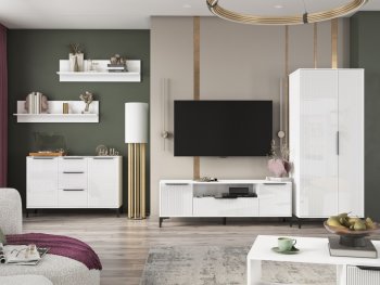 Стенка Кимберли белый, модульная (Handis) в Качканаре - kachkanar.mebel-e96.ru