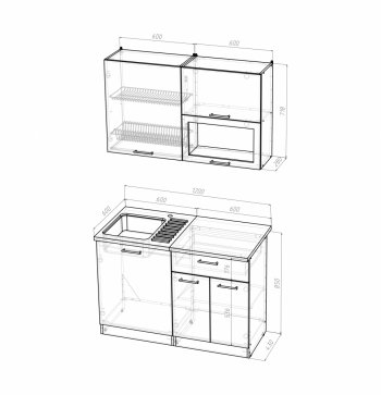 Кухонный гарнитур Кира лайт 1200 мм (Герда) в Качканаре - kachkanar.mebel-e96.ru