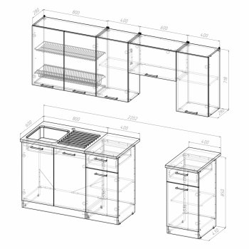 Кухонный гарнитур Кира компакт 2200 мм (Герда) в Качканаре - kachkanar.mebel-e96.ru